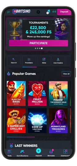 Britsino casino screan