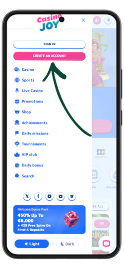 Casino Joy click create account