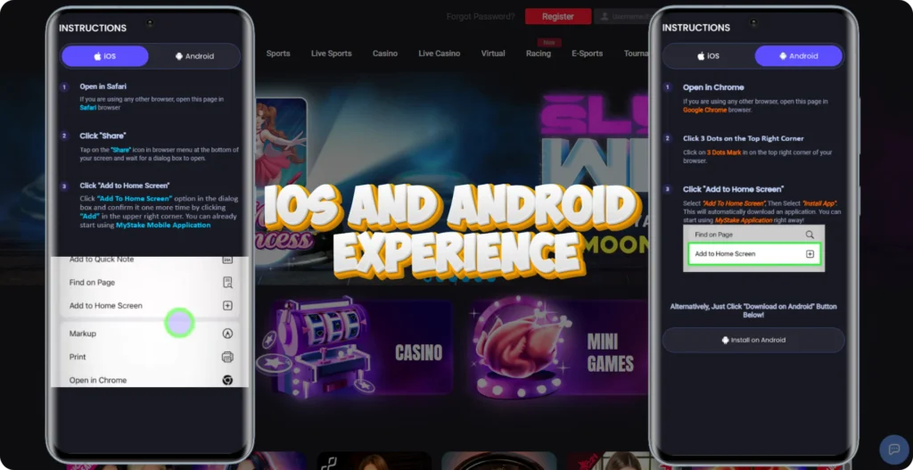 iOS and Android Experience MyStake